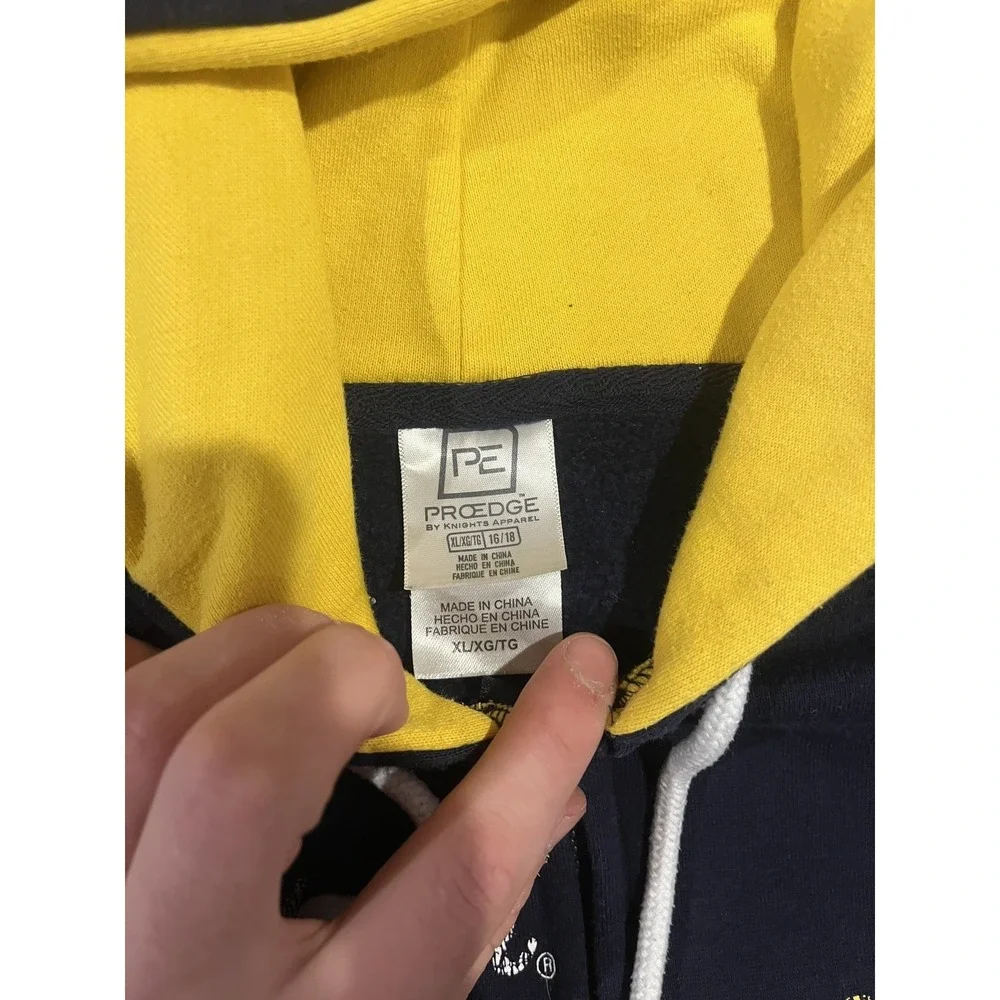 Vintage Pro Edge Michigan Wolverines Hooded Jacket Full‎ Zip Youth XL Blue Kids